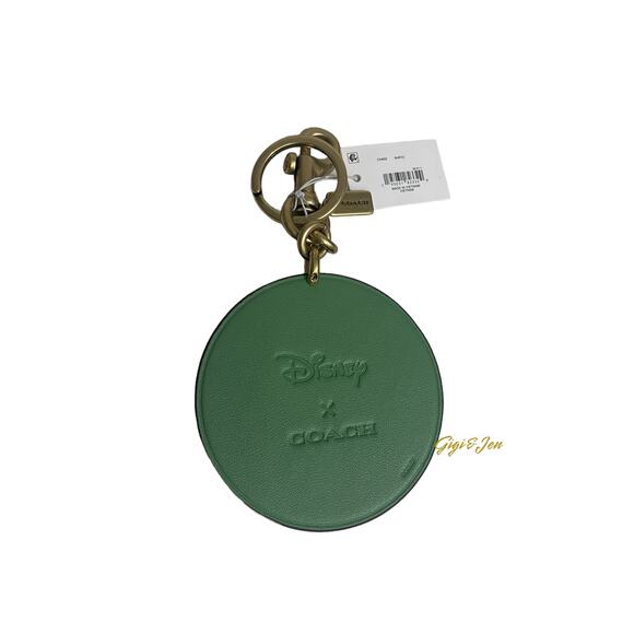 Coach X Disney Mickey’s Flower Patch Bag Charm Keychain Brass Soft Green - Picture 4 of 5